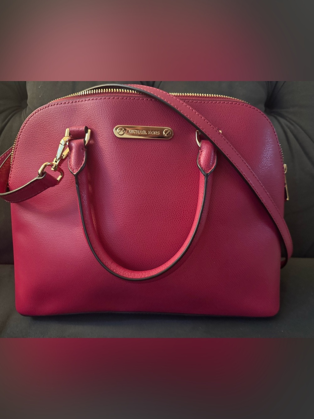 MICHAEL KORS Red Dome Satchel Bag